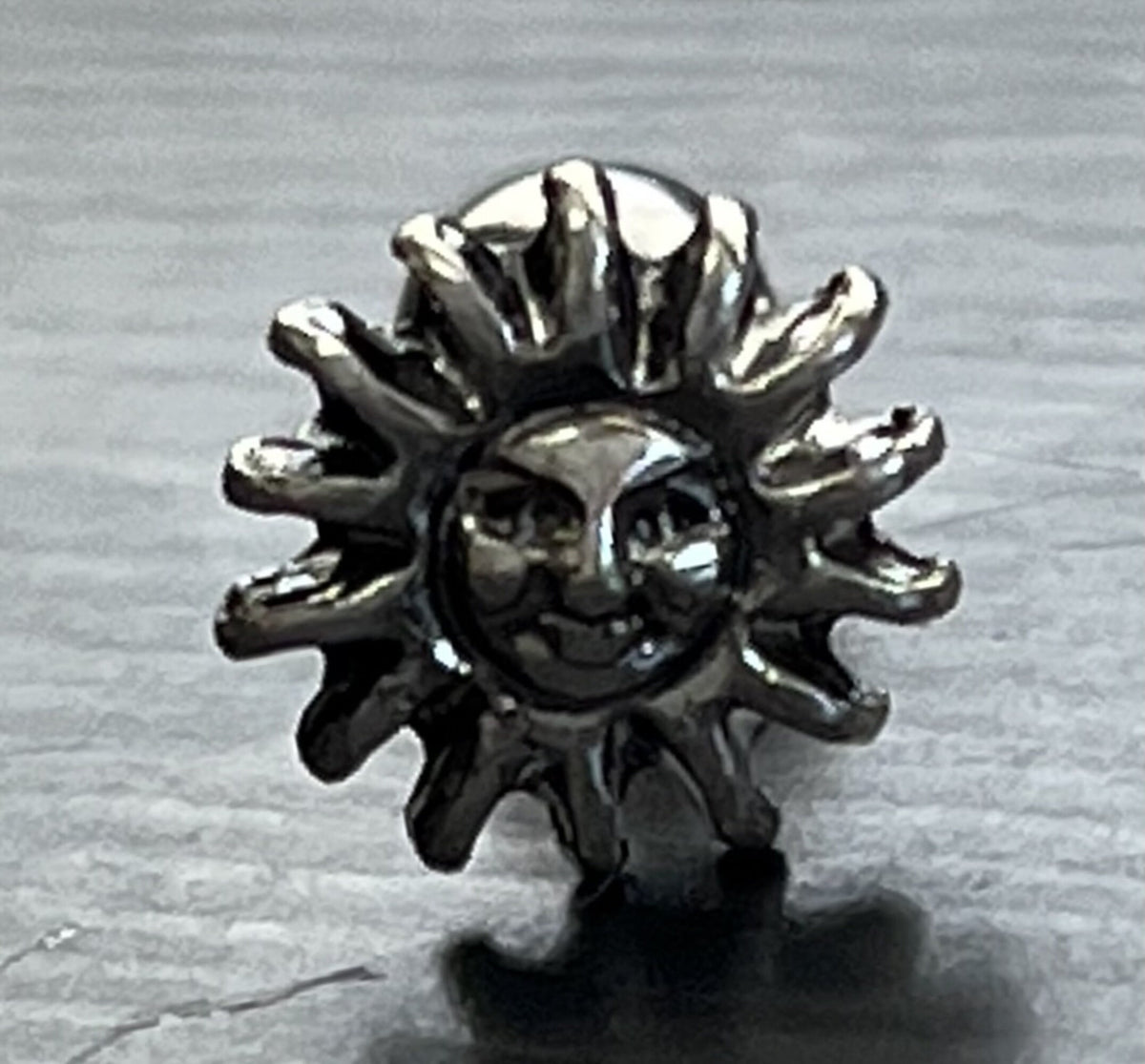 1 Piece Beautiful Tribal Sun Silver Plated Steel Tragus /Cartilage Stud - 16g, 6mm Wearable Length, 4mm Ball, 7mm Top Design!