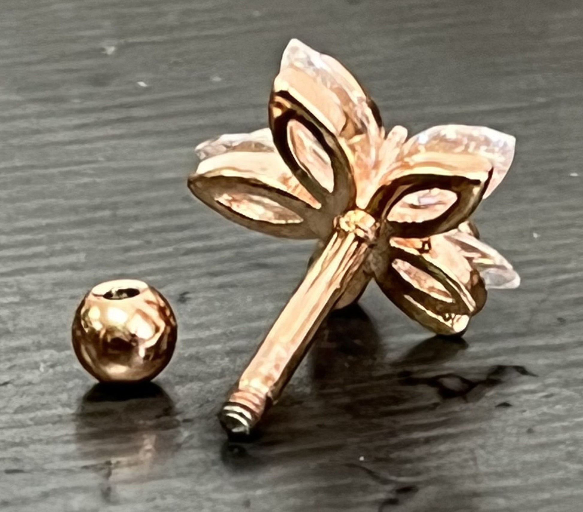 1 Piece Brilliant Marquise CZ Gem Flower Tragus Cartilage Barbell Stud - 16g - Wearable Length 6mm - Silver, Gold, Rose Gold Available!