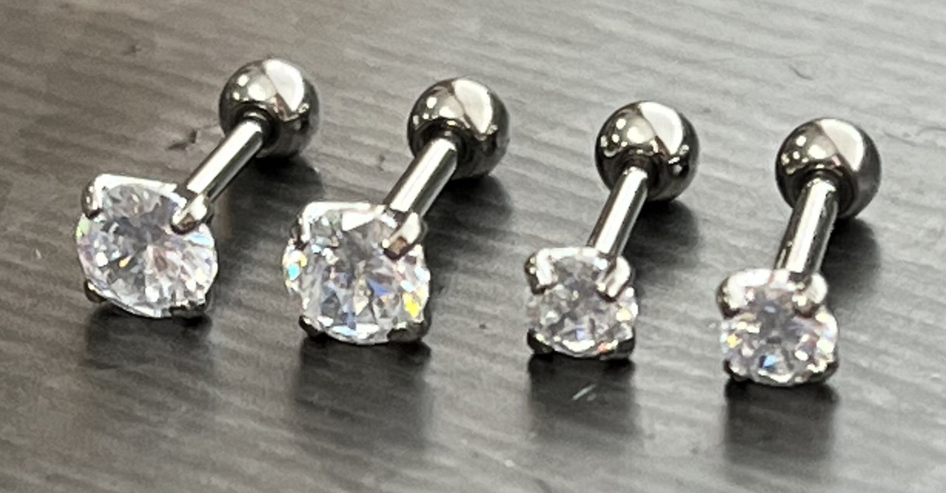 1 Piece Stunning Implant Grade Titanium Tragus Stud Prong Set Gem Cartilage Barbell Ring- 16g or 18g, 3mm or 4mm Crystal Gem Size Available!