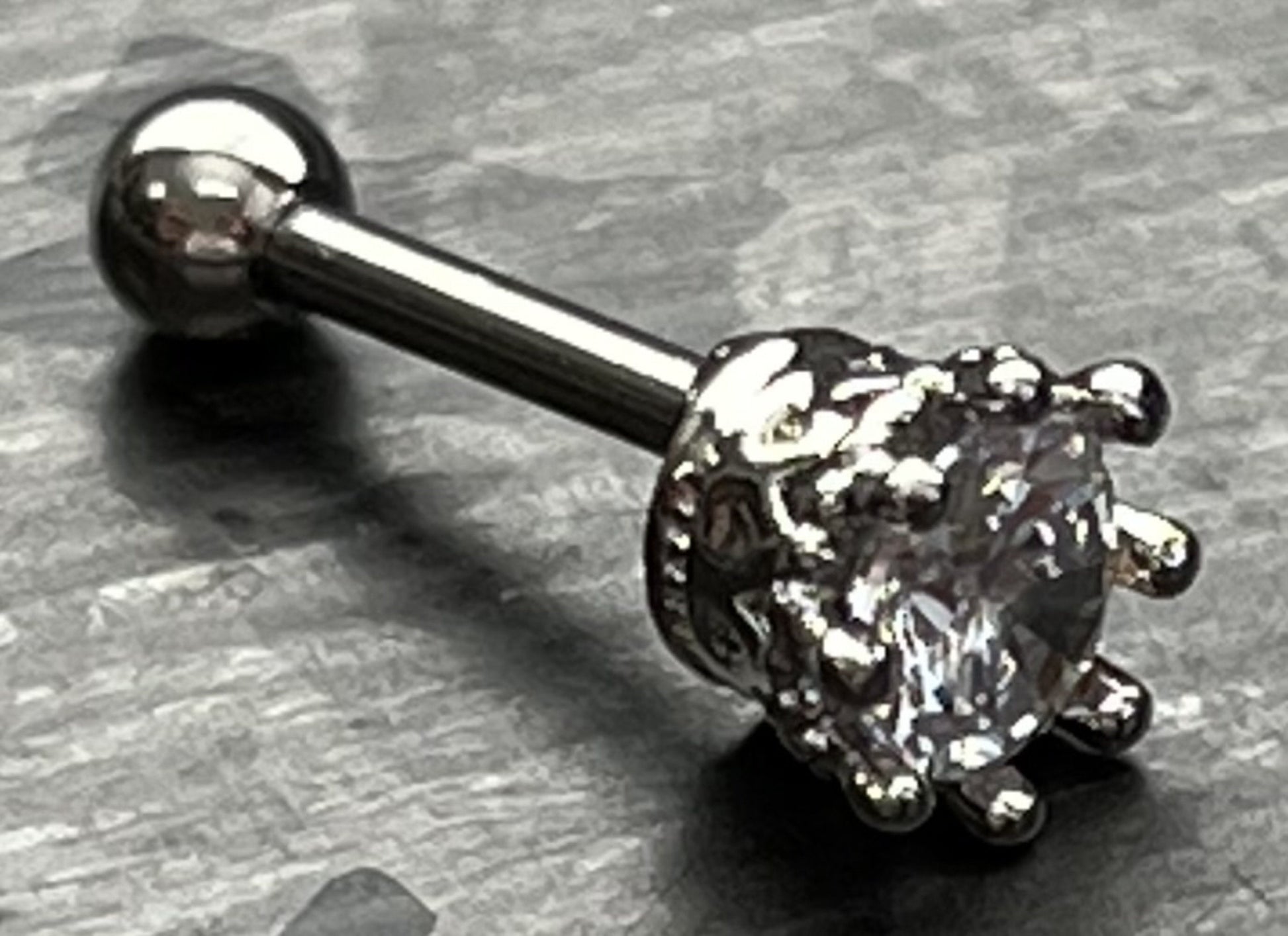 1 Piece Stunning Eight Prong CZ Gem Surgical Steel Tragus Bar Stud - 16g - Clear, Gold, Lavender, Pink, Rose Gold, Aqua Available!