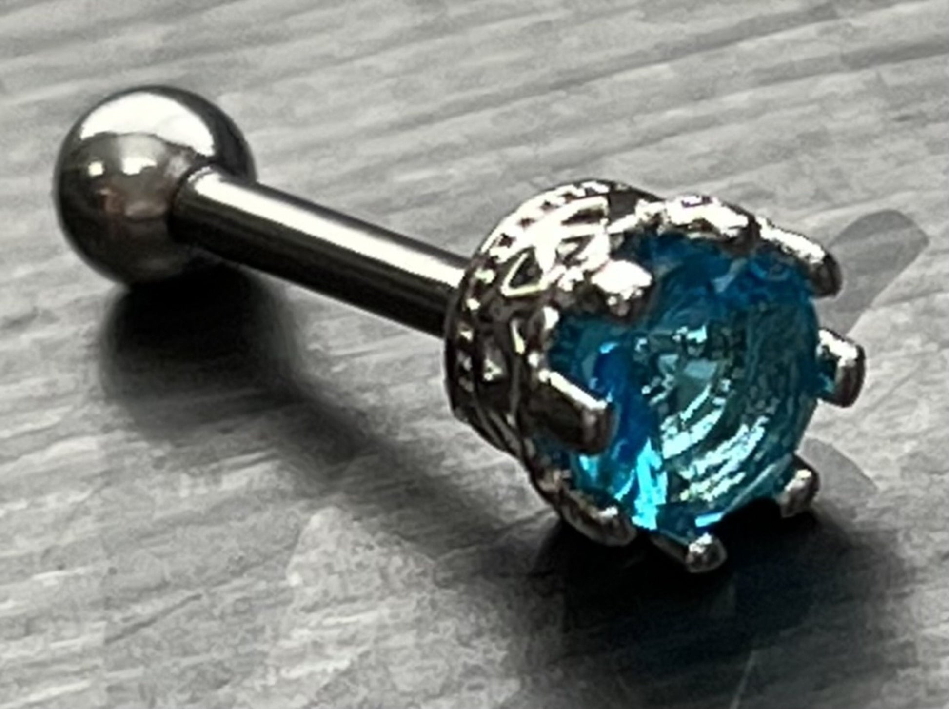 1 Piece Stunning Eight Prong CZ Gem Surgical Steel Tragus Bar Stud - 16g - Clear, Gold, Lavender, Pink, Rose Gold, Aqua Available!