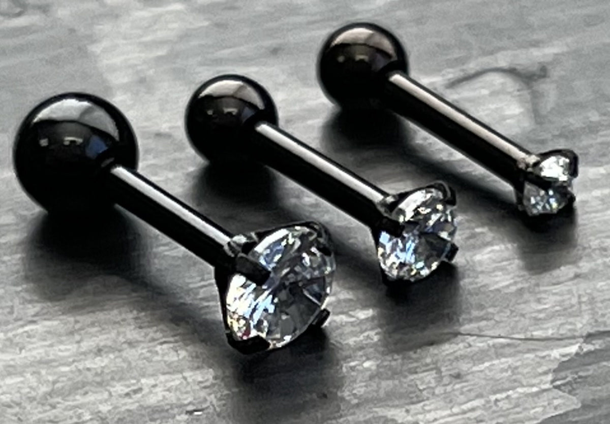 1 Piece Brilliant Round CZ Gem Ion Plated Tragus Stud -16g - Gem Size 2,3 & 4mm -Black, Gold, Mutli-Color, Rose Gold and Silver Available!