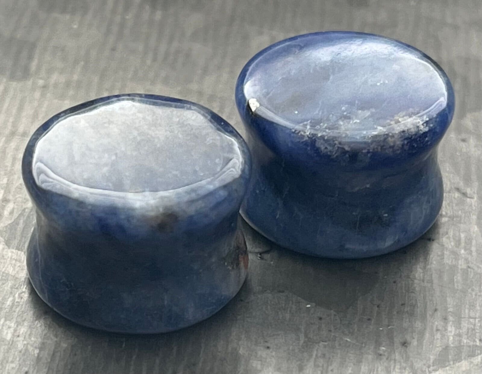 PAIR of Beautiful Organic Sodalite Double Flare Stone Plugs - Gauges 2g (6mm) thru 5/8" (16mm) Available!