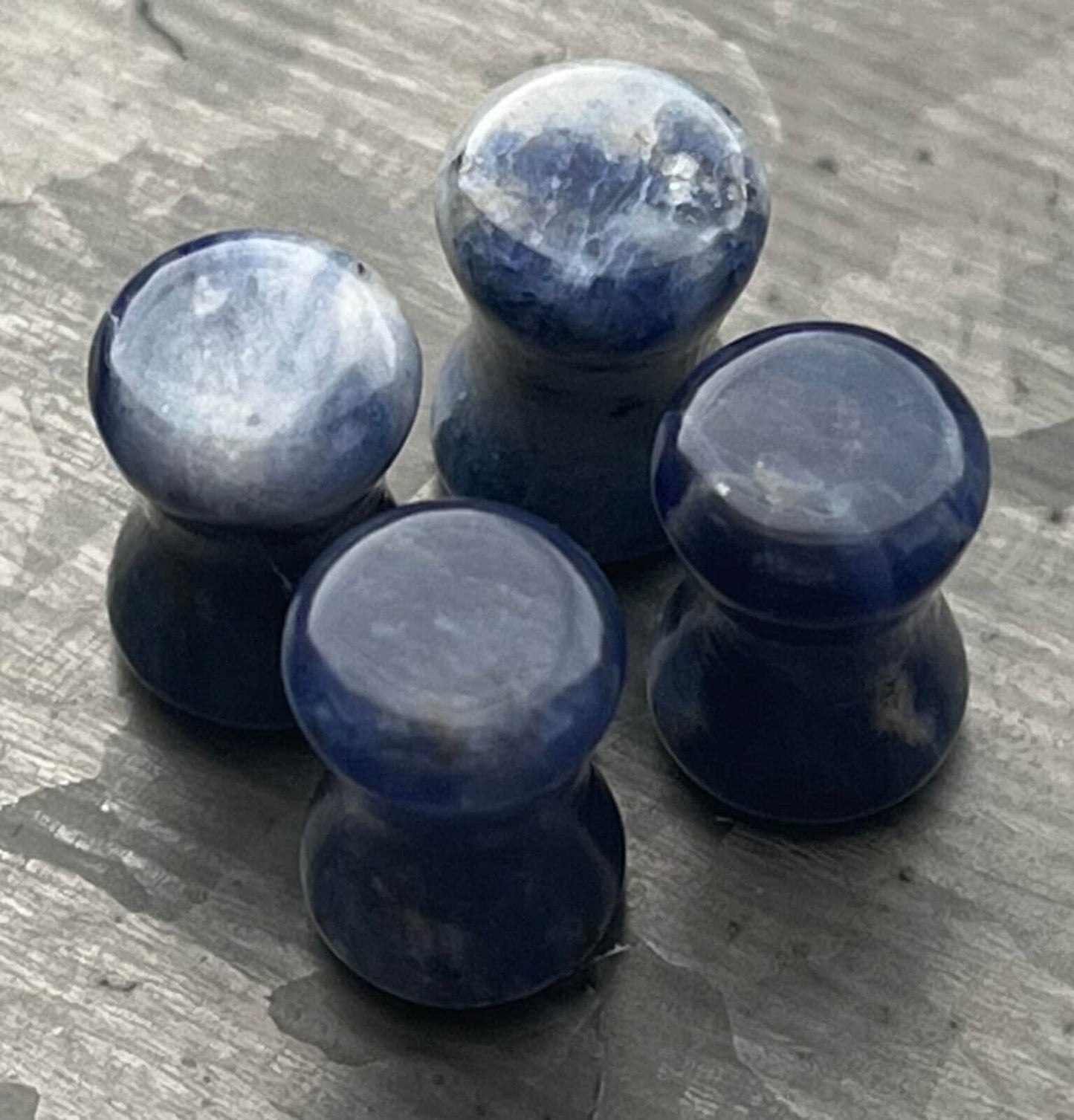 PAIR of Beautiful Organic Sodalite Double Flare Stone Plugs - Gauges 2g (6mm) thru 5/8" (16mm) Available!