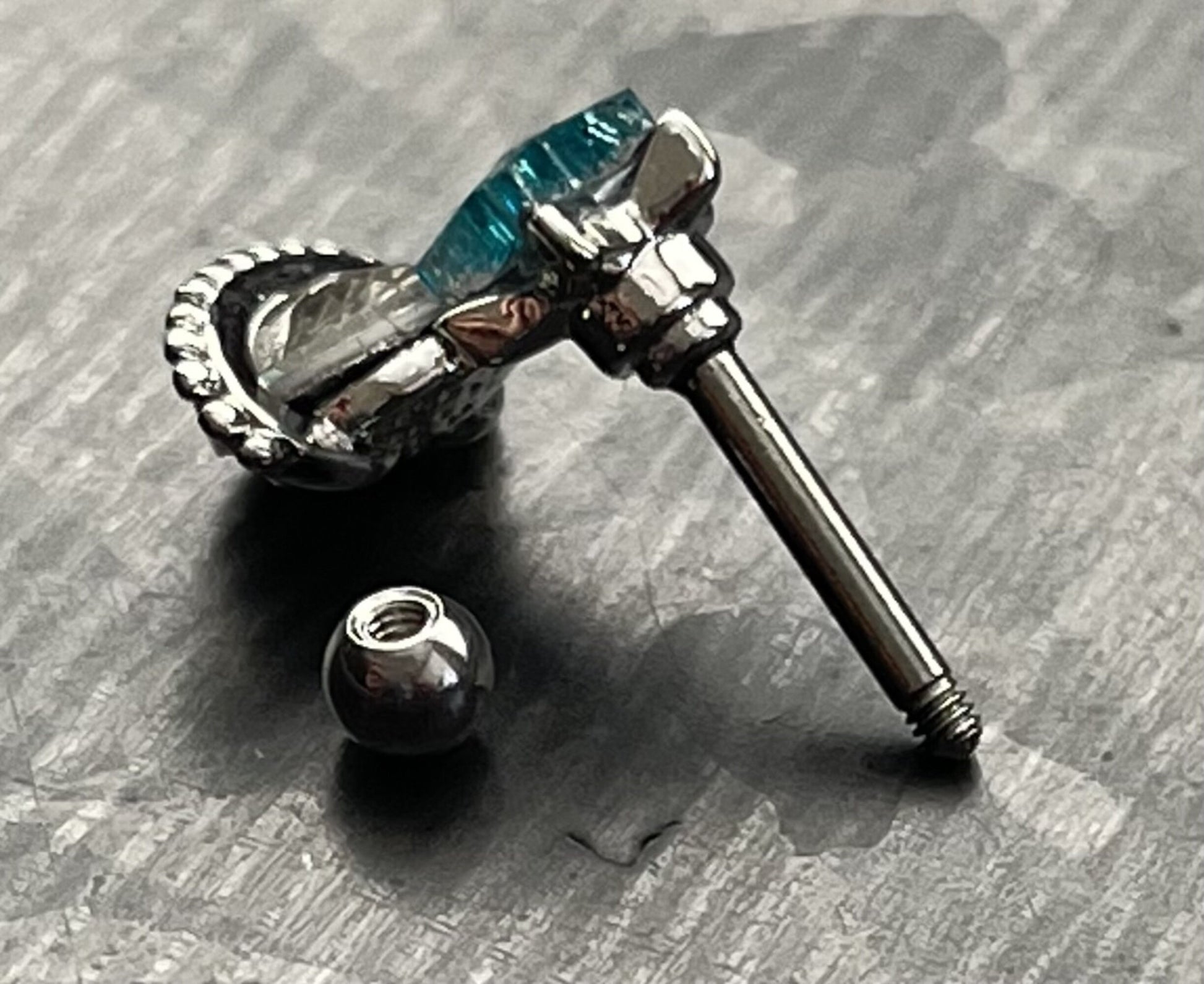 1 Piece Unique Crystal Star & Saturn Planet Tragus Barbell Stud - 16g - Wearable Diameter 1/4" (6mm) - Gold, Rose Gold and Silver Available!