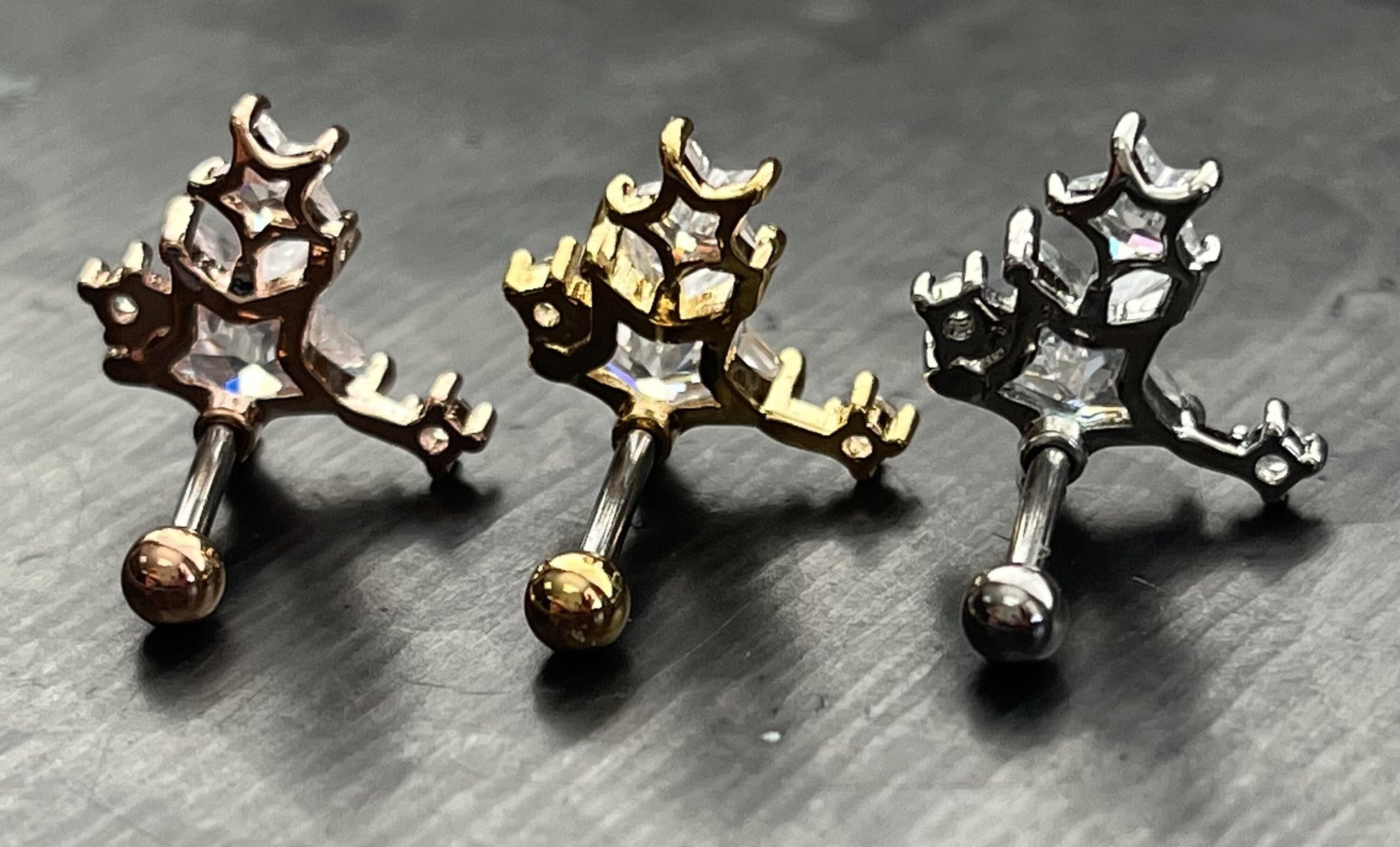 1 Piece Stunning CZ Gem Star Cluster Tragus Cartilage Barbell Ring -16g -Wearable Diameter 1/4" (6mm)- Gold, Rose Gold and Silver Available!