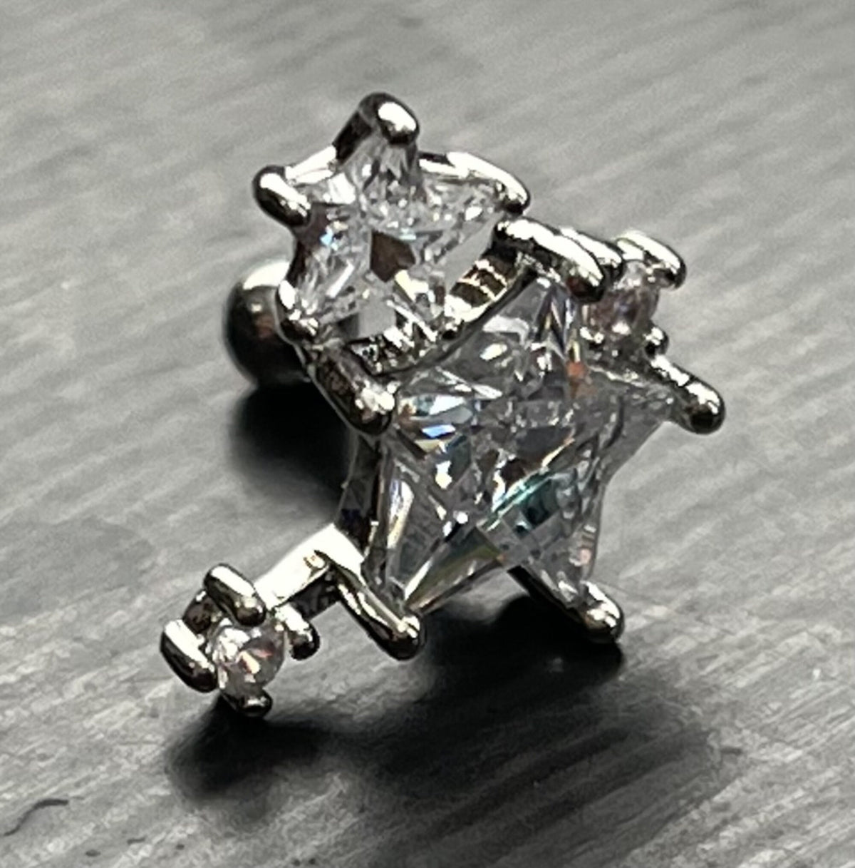 1 Piece Stunning CZ Gem Star Cluster Tragus Cartilage Barbell Ring -16g -Wearable Diameter 1/4" (6mm)- Gold, Rose Gold and Silver Available!