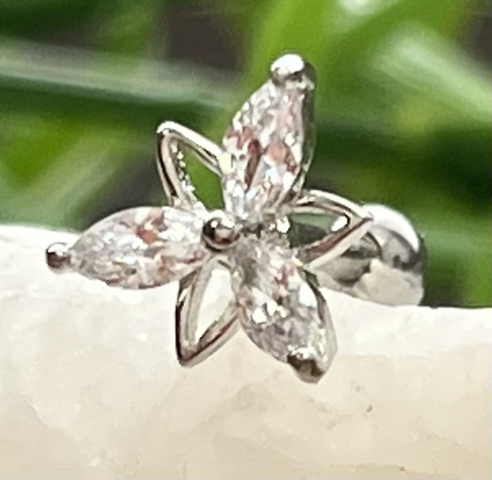 1 Piece Marquise CZ Gem Triangle Flower Tragus Barbell Stud - 16g - Wearable Diameter 1/4" (6mm) - Gold, Rose Gold and Silver Available!