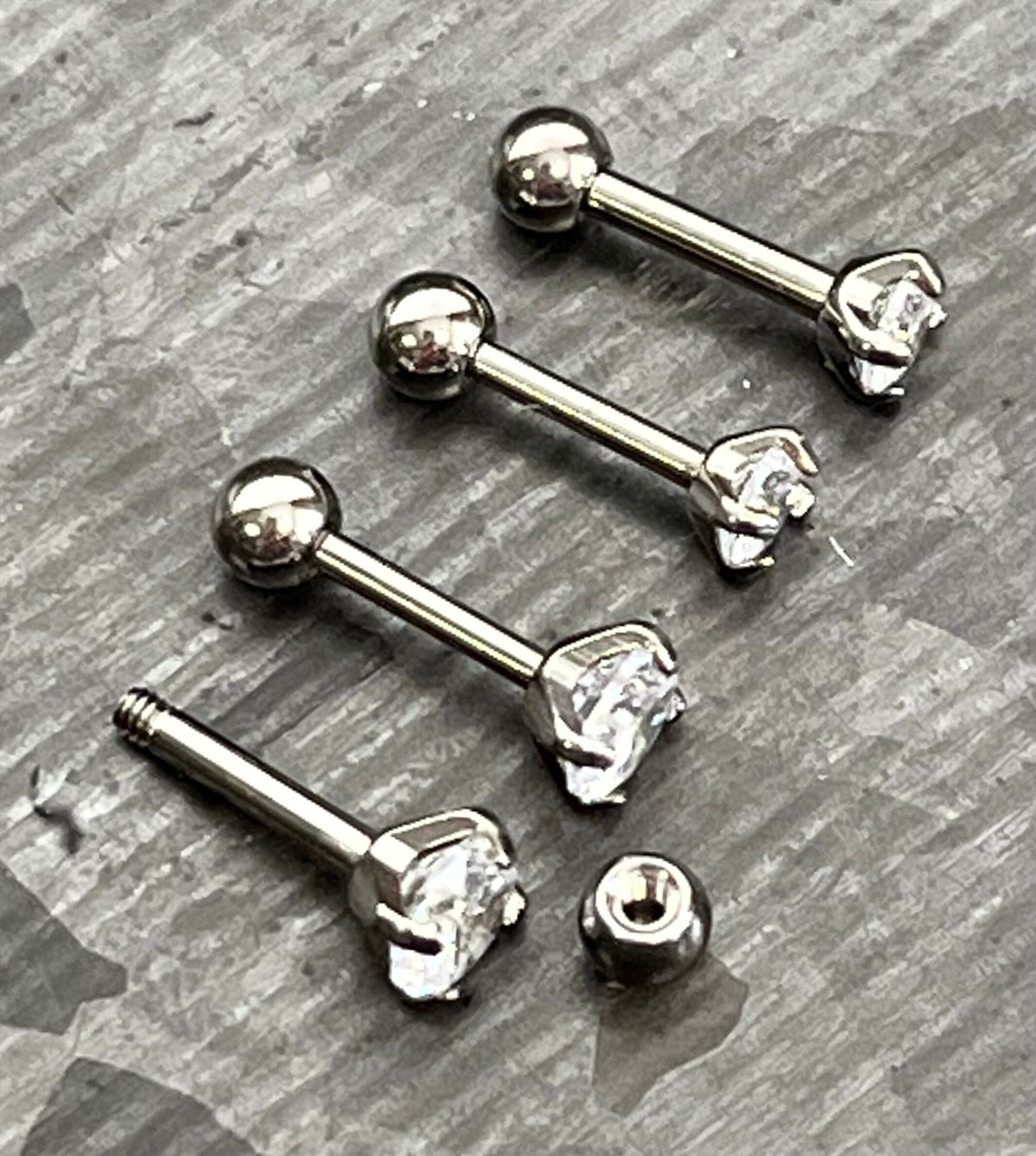 1 Piece Stunning Implant Grade Titanium Tragus Stud Prong Set Gem Cartilage Barbell Ring- 16g or 18g, 3mm or 4mm Crystal Gem Size Available!