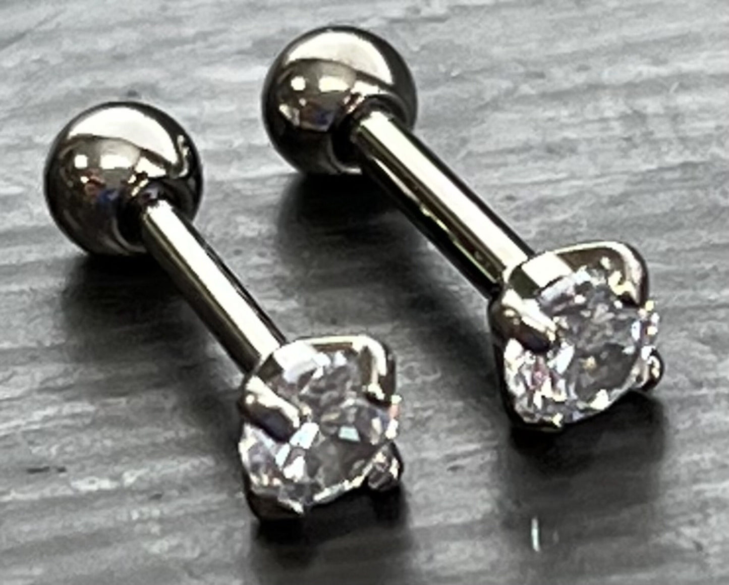 1 Piece Stunning Implant Grade Titanium Tragus Stud Prong Set Gem Cartilage Barbell Ring- 16g or 18g, 3mm or 4mm Crystal Gem Size Available!