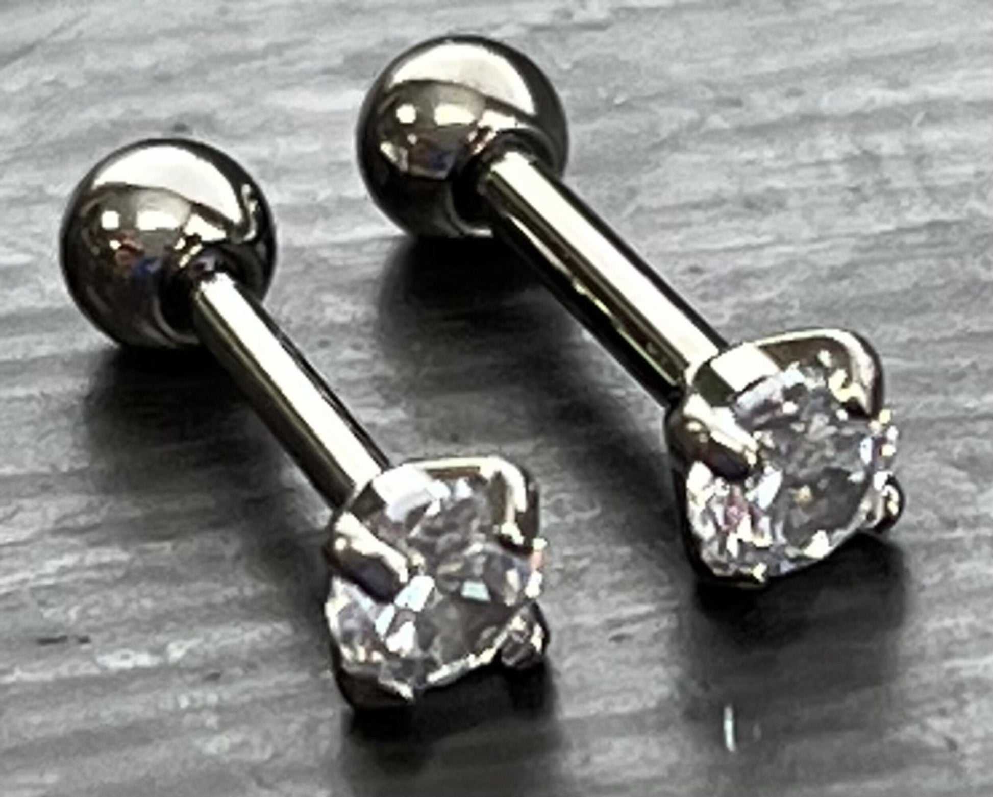 1 Piece Stunning Implant Grade Titanium Tragus Stud Prong Set Gem Cartilage Barbell Ring- 16g or 18g, 3mm or 4mm Crystal Gem Size Available!