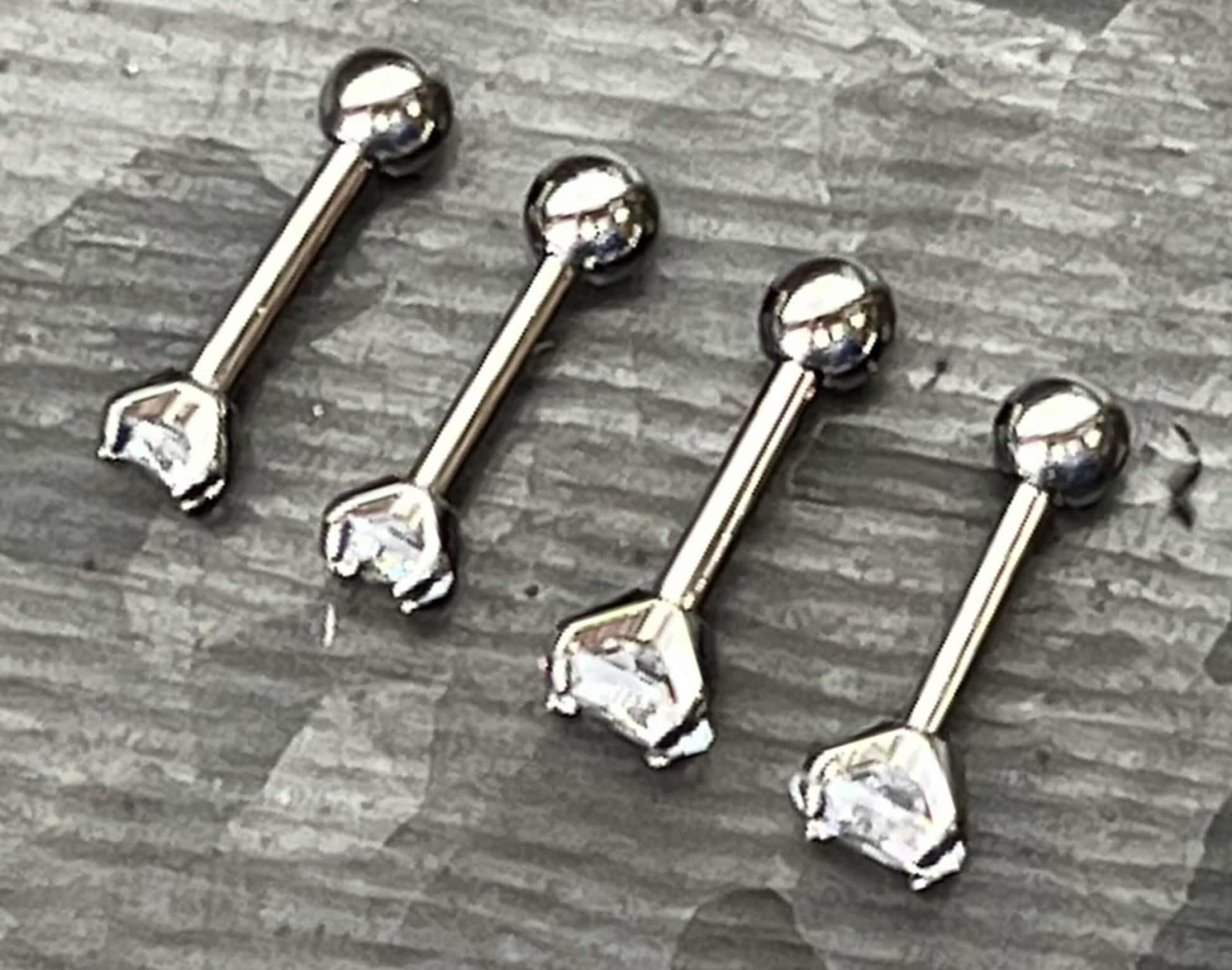 1 Piece Stunning Implant Grade Titanium Tragus Stud Prong Set Gem Cartilage Barbell Ring- 16g or 18g, 3mm or 4mm Crystal Gem Size Available!