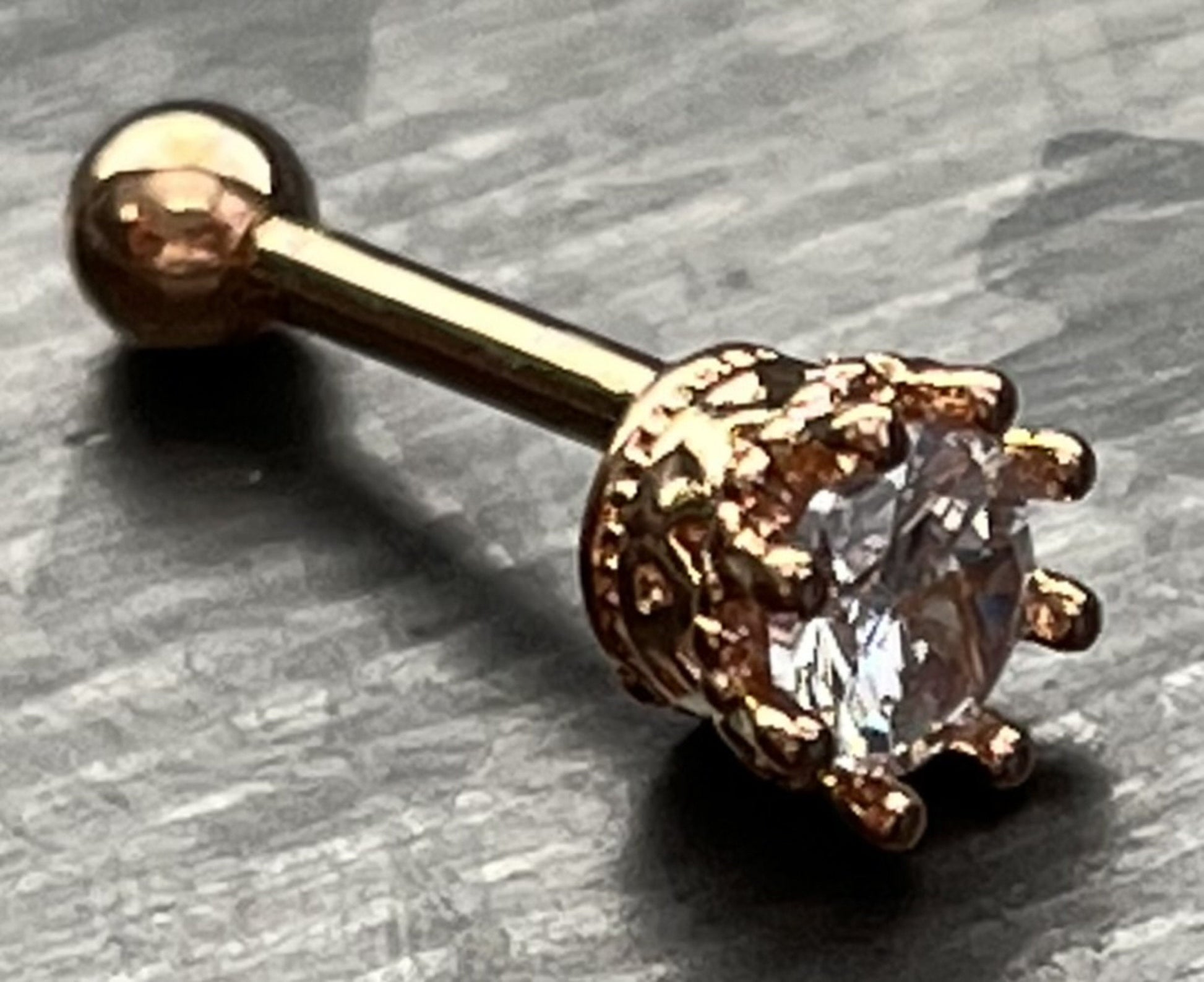 1 Piece Stunning Eight Prong CZ Gem Surgical Steel Tragus Bar Stud - 16g - Clear, Gold, Lavender, Pink, Rose Gold, Aqua Available!