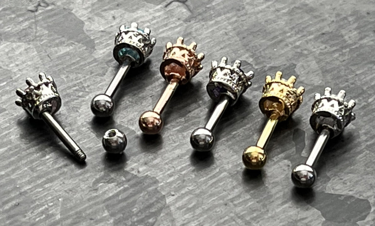 1 Piece Stunning Eight Prong CZ Gem Surgical Steel Tragus Bar Stud - 16g - Clear, Gold, Lavender, Pink, Rose Gold, Aqua Available!