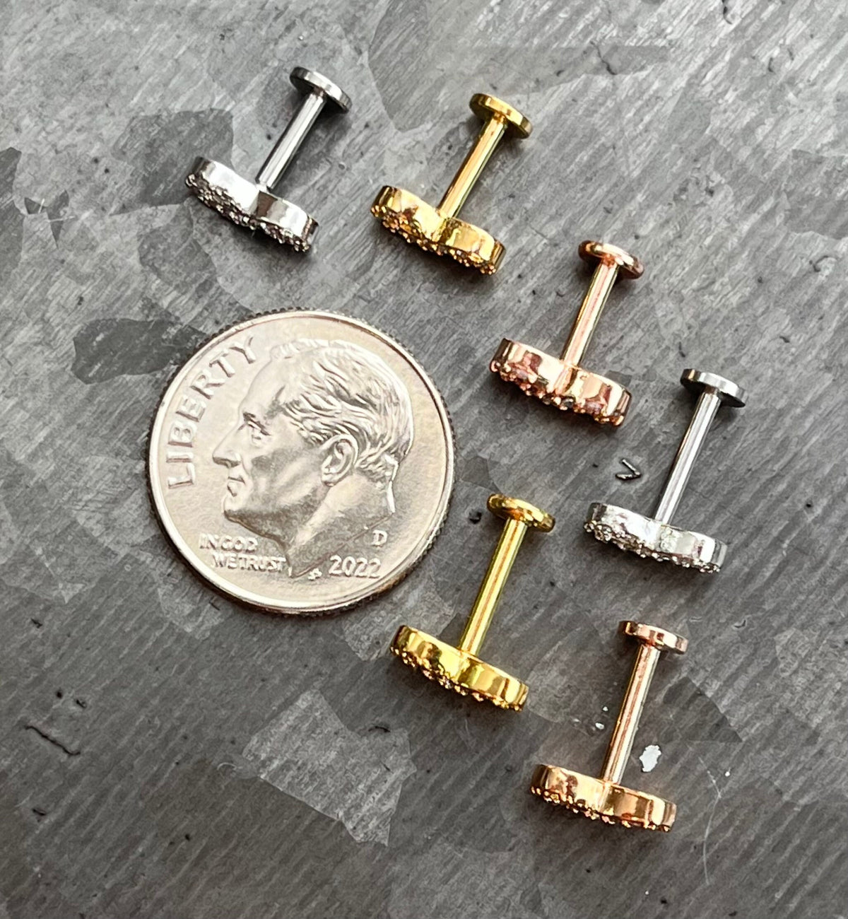 1 Piece CZ Infinity Symbol Labret Internally Threaded Monroe Stud -16g- Wearable Diameter 6mm or 8mm - Gold, Rose Gold and Silver Available!