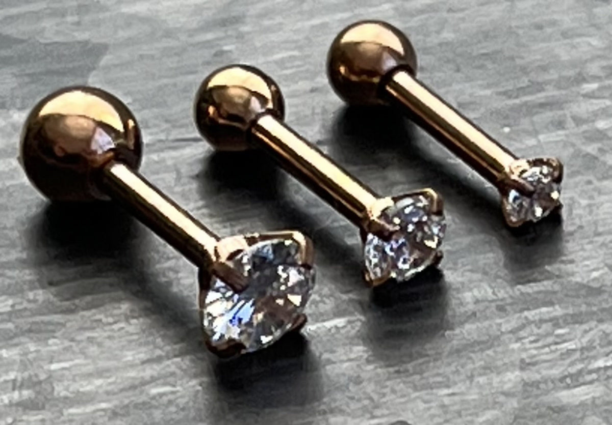 1 Piece Brilliant Round CZ Gem Ion Plated Tragus Stud -16g - Gem Size 2,3 & 4mm -Black, Gold, Mutli-Color, Rose Gold and Silver Available!