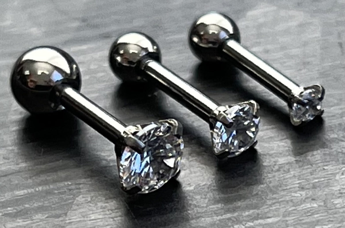 1 Piece Brilliant Round CZ Gem Ion Plated Tragus Stud -16g - Gem Size 2,3 & 4mm -Black, Gold, Mutli-Color, Rose Gold and Silver Available!