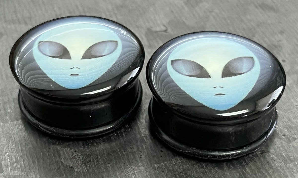 PAIR of Unique Alien Single Flare Acrylic Tunnels/Plugs with O-Rings - Gauges 4g (5mm) thru 1" (25mm) available!