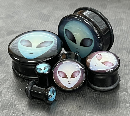 PAIR of Unique Alien Single Flare Acrylic Tunnels/Plugs with O-Rings - Gauges 4g (5mm) thru 1" (25mm) available!
