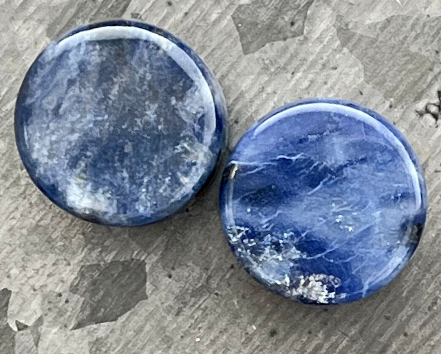 PAIR of Beautiful Organic Sodalite Double Flare Stone Plugs - Gauges 2g (6mm) thru 5/8" (16mm) Available!