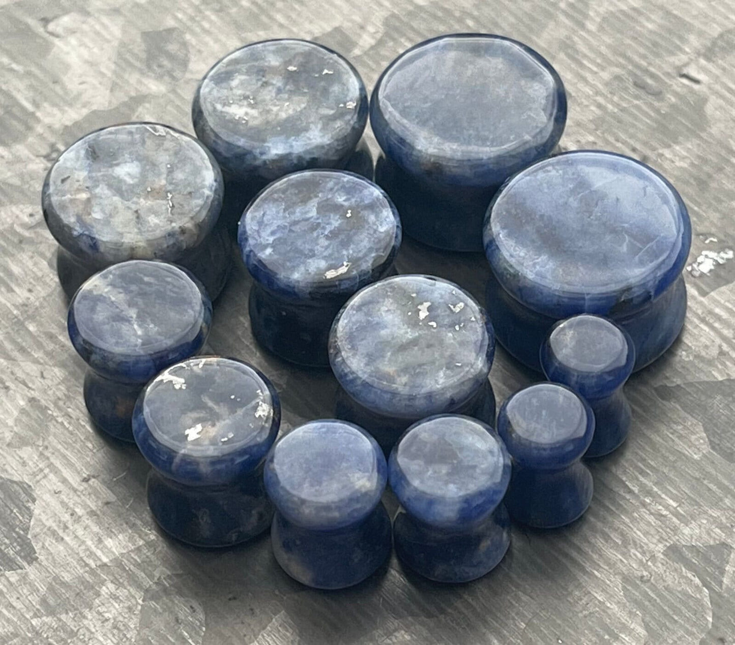 PAIR of Beautiful Organic Sodalite Double Flare Stone Plugs - Gauges 2g (6mm) thru 5/8" (16mm) Available!