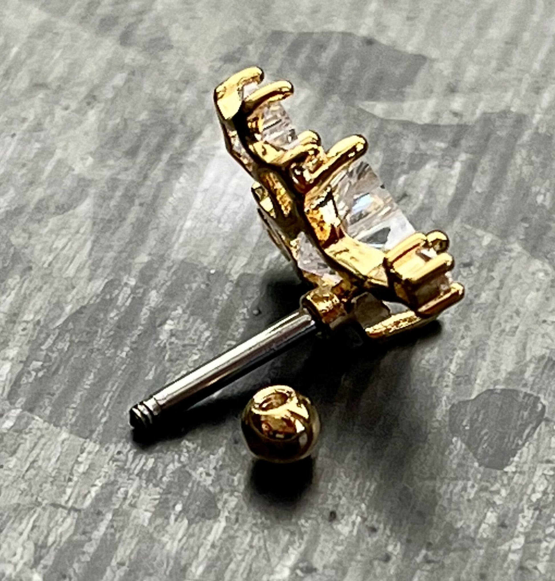 1 Piece Stunning CZ Gem Star Cluster Tragus Cartilage Barbell Ring -16g -Wearable Diameter 1/4" (6mm)- Gold, Rose Gold and Silver Available!