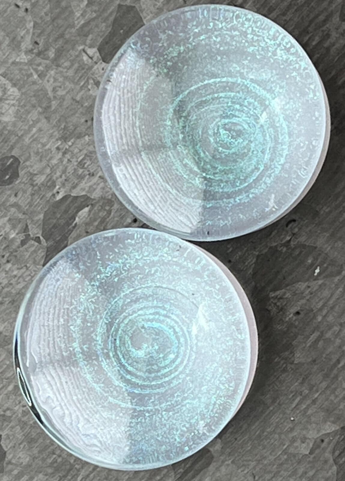 PAIR of Brilliant Pink Sparkle Galaxy Swirl Design Pyrex Glass Double Flare Plugs - Gauges 2g (6mm) through 22mm available!