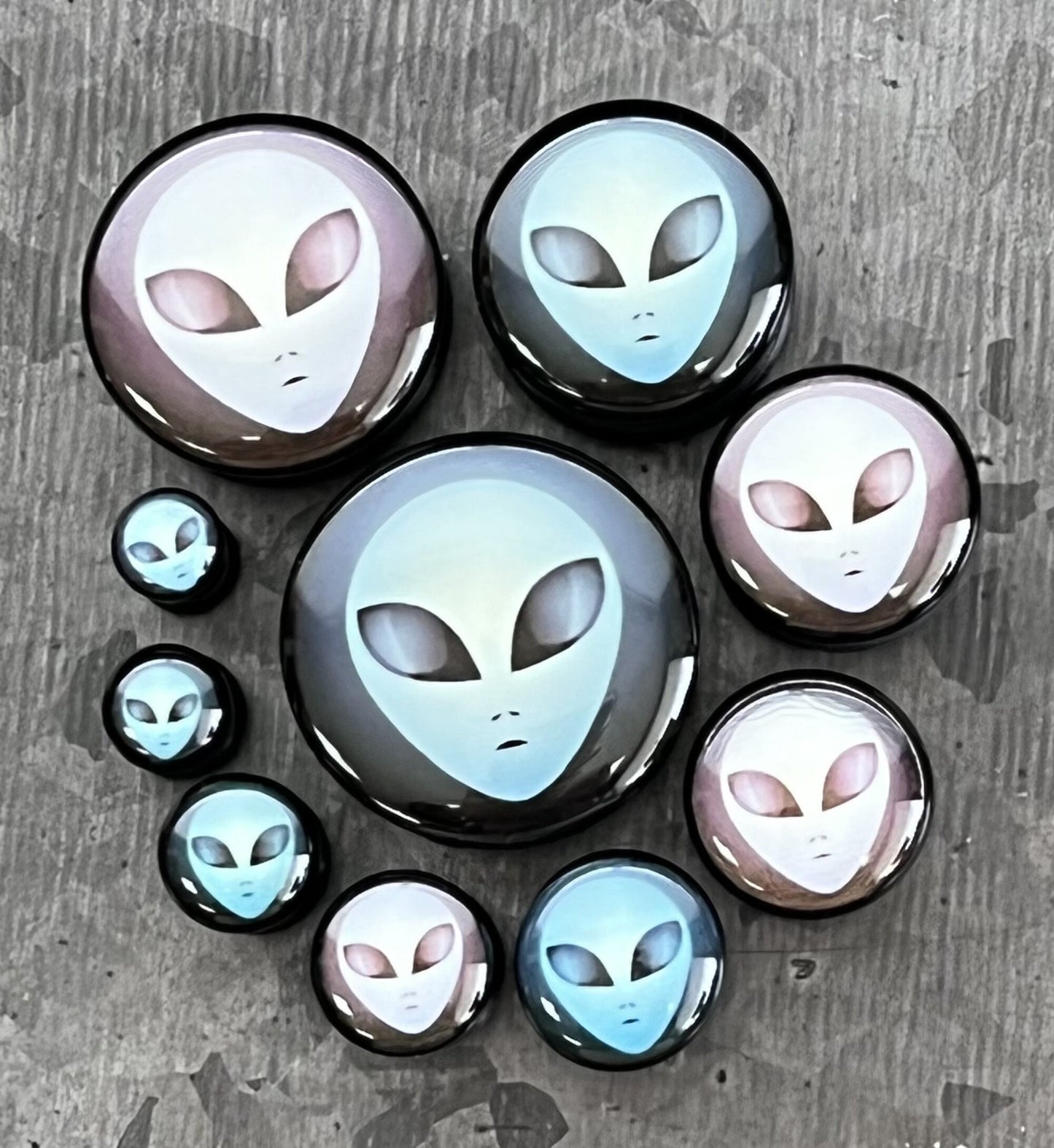 PAIR of Unique Alien Single Flare Acrylic Tunnels/Plugs with O-Rings - Gauges 4g (5mm) thru 1" (25mm) available!