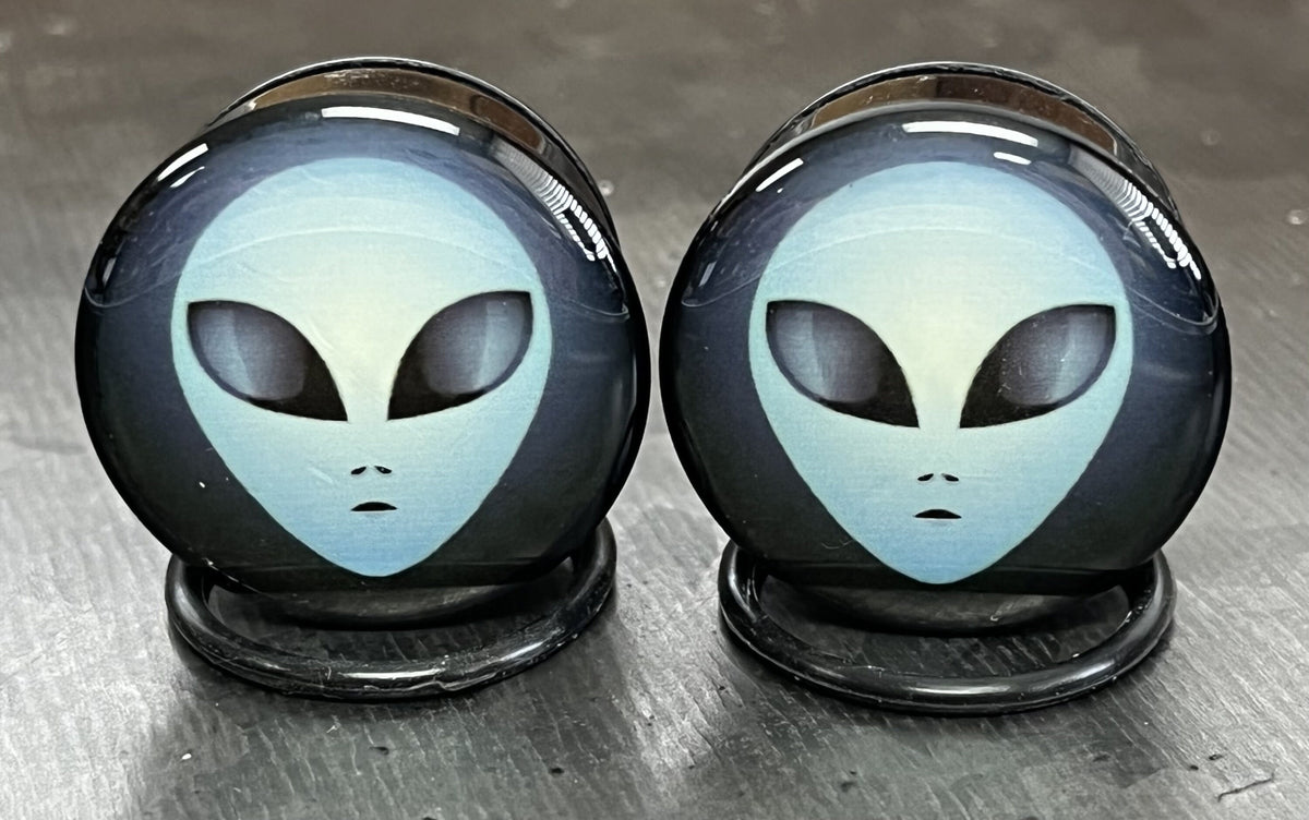PAIR of Unique Alien Single Flare Acrylic Tunnels/Plugs with O-Rings - Gauges 4g (5mm) thru 1" (25mm) available!