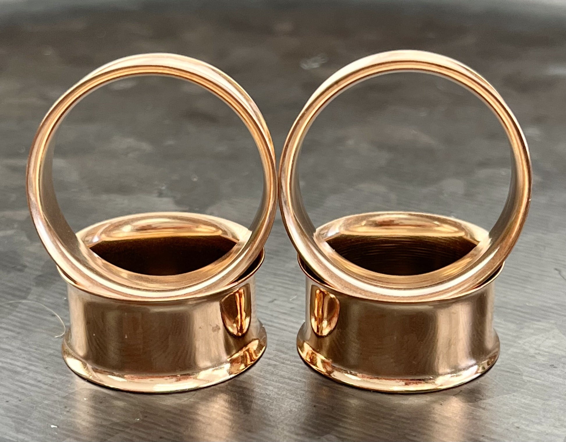 PAIR of Beautiful Rose Gold Plated Double Flare Tunnels/Plugs - Gauges - 8g (3.2mm) thru 1" (25mm) available!