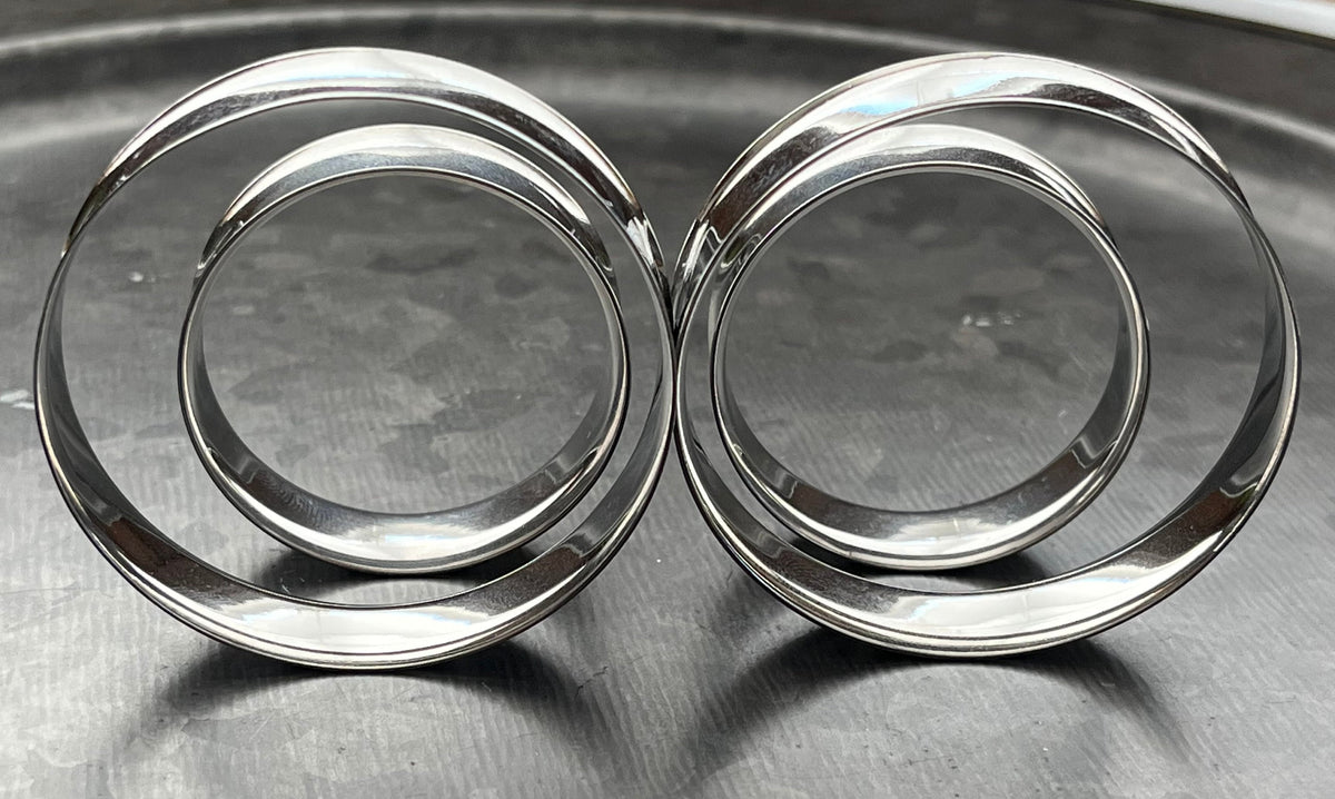 PAIR of 316L Surgical Stainless Steel Double Flare Tunnels/Plugs - Gauges -12g (2mm) thru 2" (51mm) available!