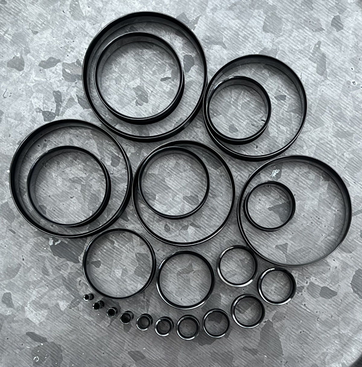 PAIR of Basic Black Steel Double Flare Tunnels/Plugs - Gauges -8g (3.26mm) thru 2" (51mm) available!