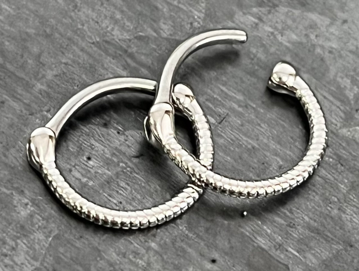 1 Piece Unique Twisted Rope Line Steel Septum Hinged Segment Ring- 16g - Internal Diameter 10mm - Silver, Gold & Rose Gold Available!