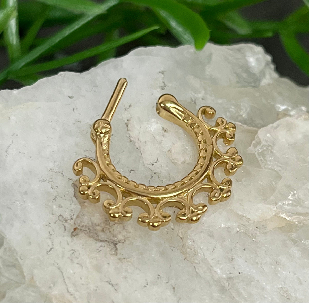 1 Piece Stunning 100% Surgical Steel Laced Edge Clicker Septum Ring- 16g -Internal Diameter 8mm -Gold, Rose Gold, Rainbow & Steel Available!