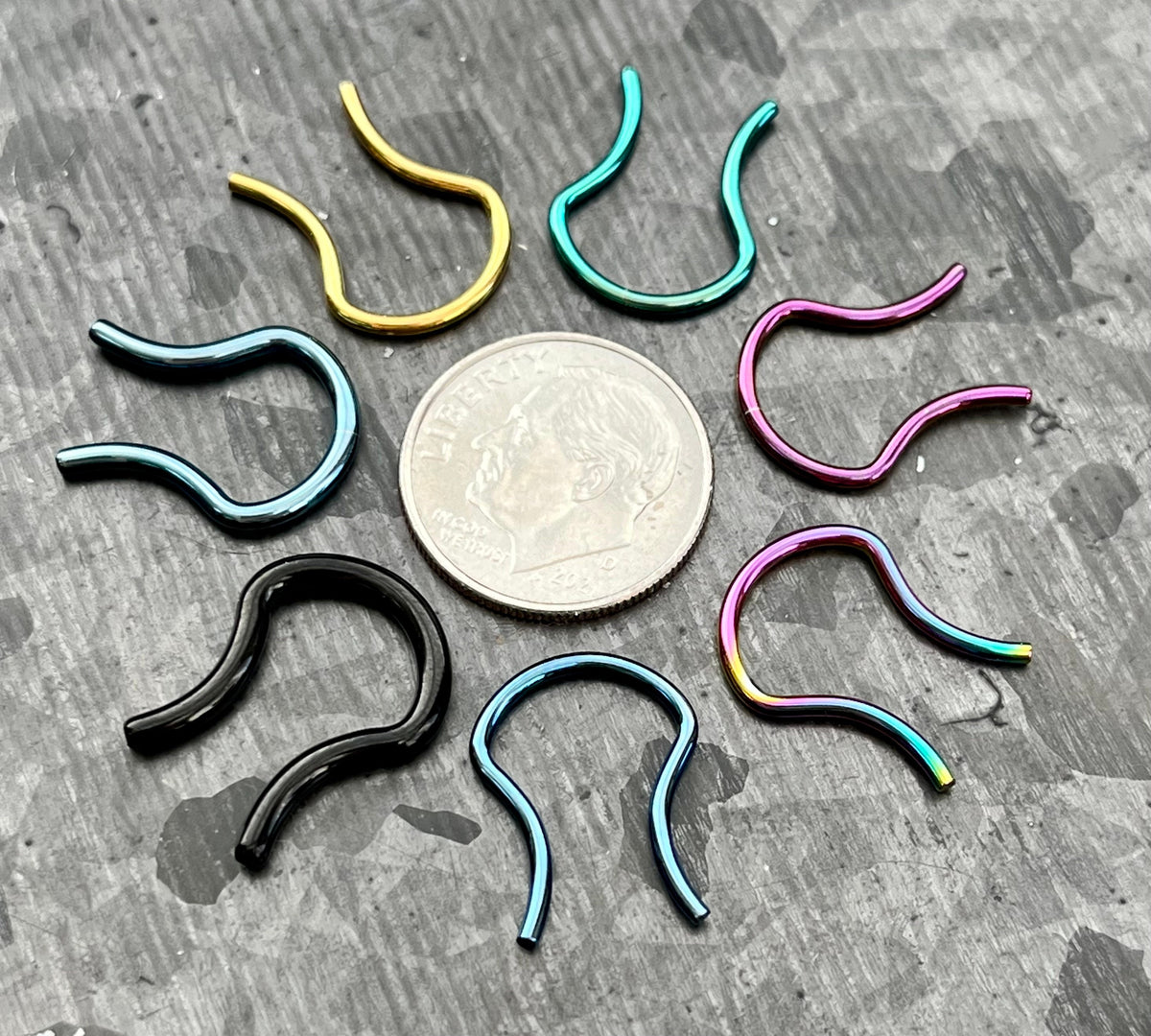 1 Piece Unique Titanium Plated Surgical Steel Nose Septum Hanger - Gauges: 16g, 14g and 12g - 7 Different Colors Available!