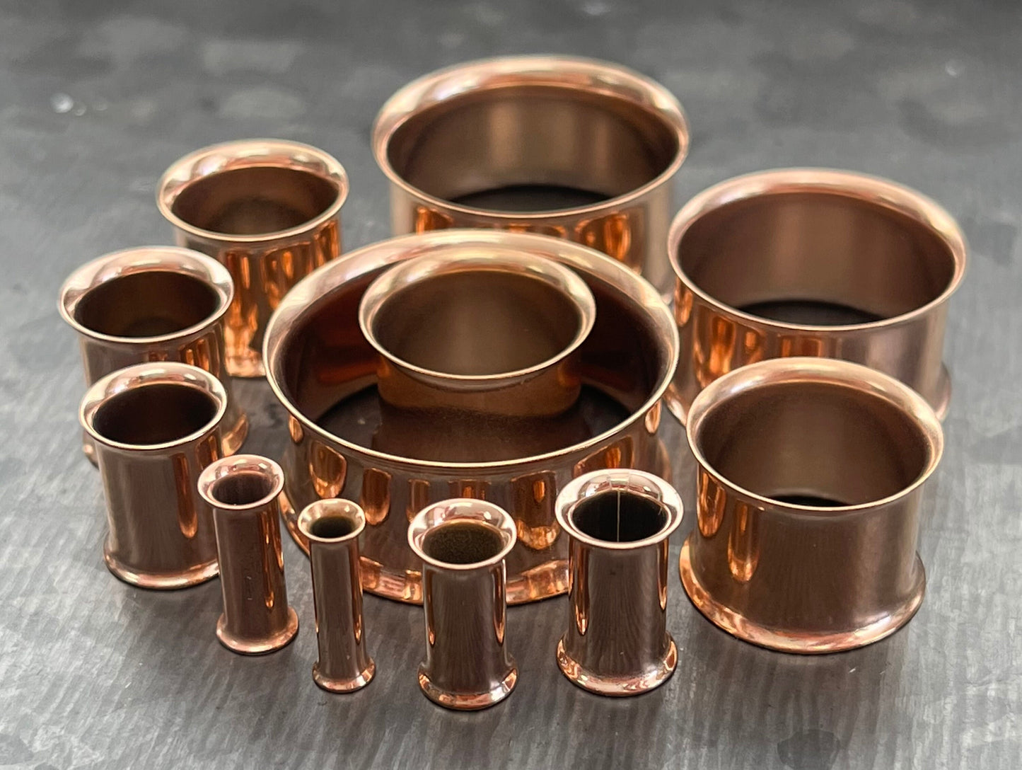 PAIR of Beautiful Rose Gold Plated Double Flare Tunnels/Plugs - Gauges - 8g (3.2mm) thru 1" (25mm) available!