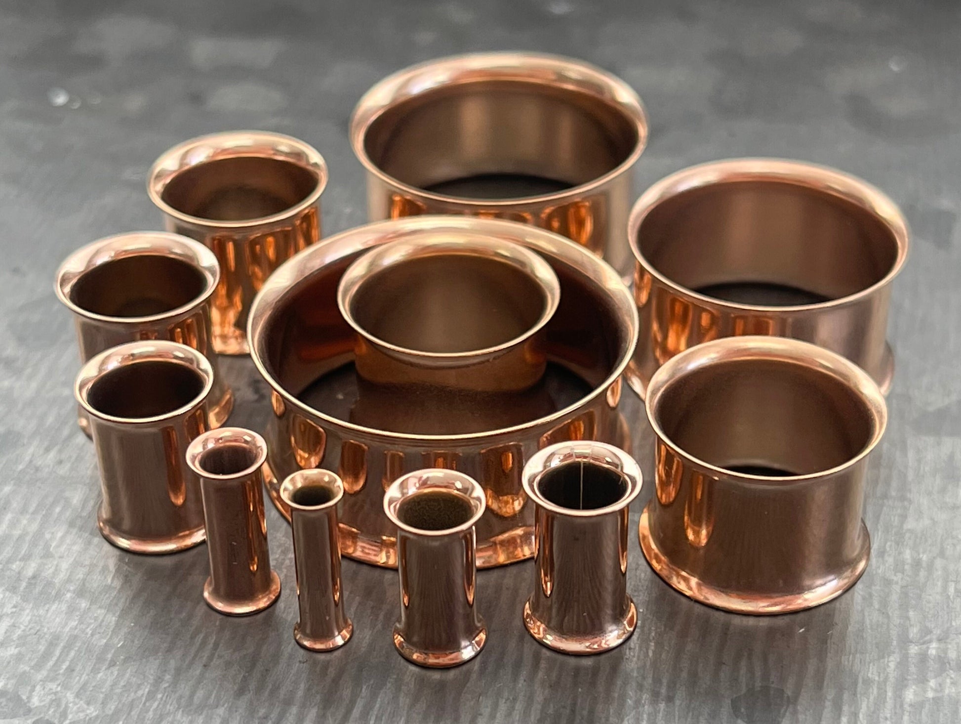 PAIR of Beautiful Rose Gold Plated Double Flare Tunnels/Plugs - Gauges - 8g (3.2mm) thru 1" (25mm) available!