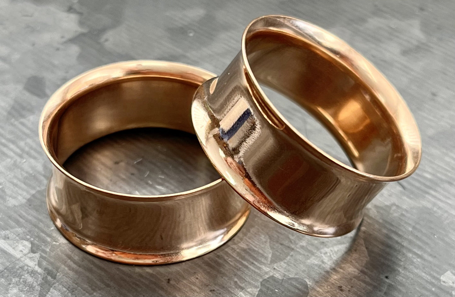 PAIR of Beautiful Rose Gold Plated Double Flare Tunnels/Plugs - Gauges - 8g (3.2mm) thru 1" (25mm) available!