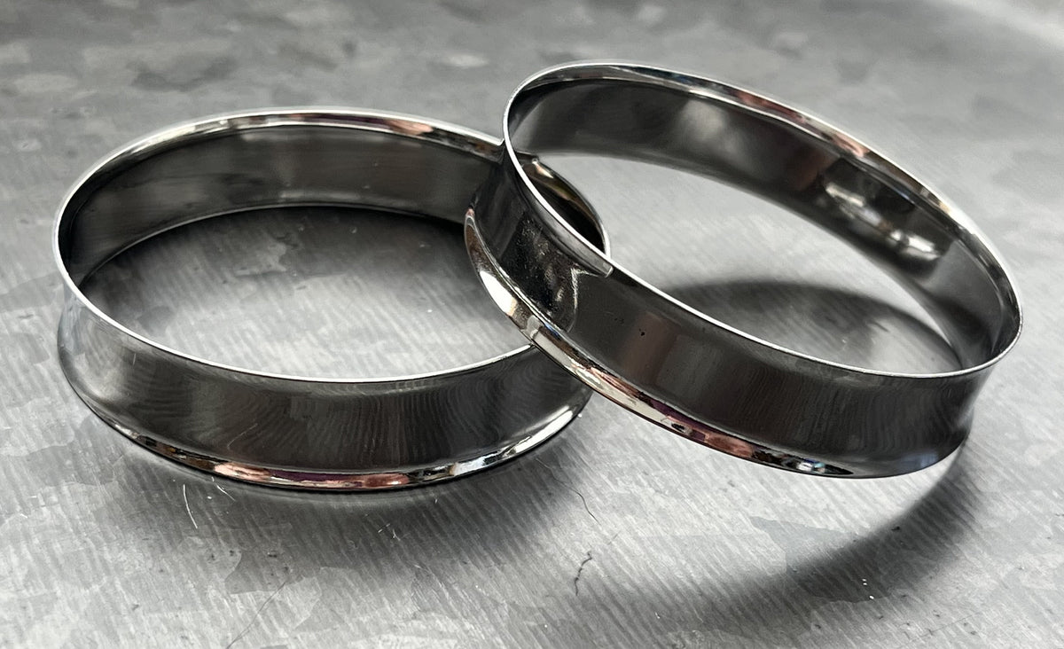 PAIR of 316L Surgical Stainless Steel Double Flare Tunnels/Plugs - Gauges -12g (2mm) thru 2" (51mm) available!