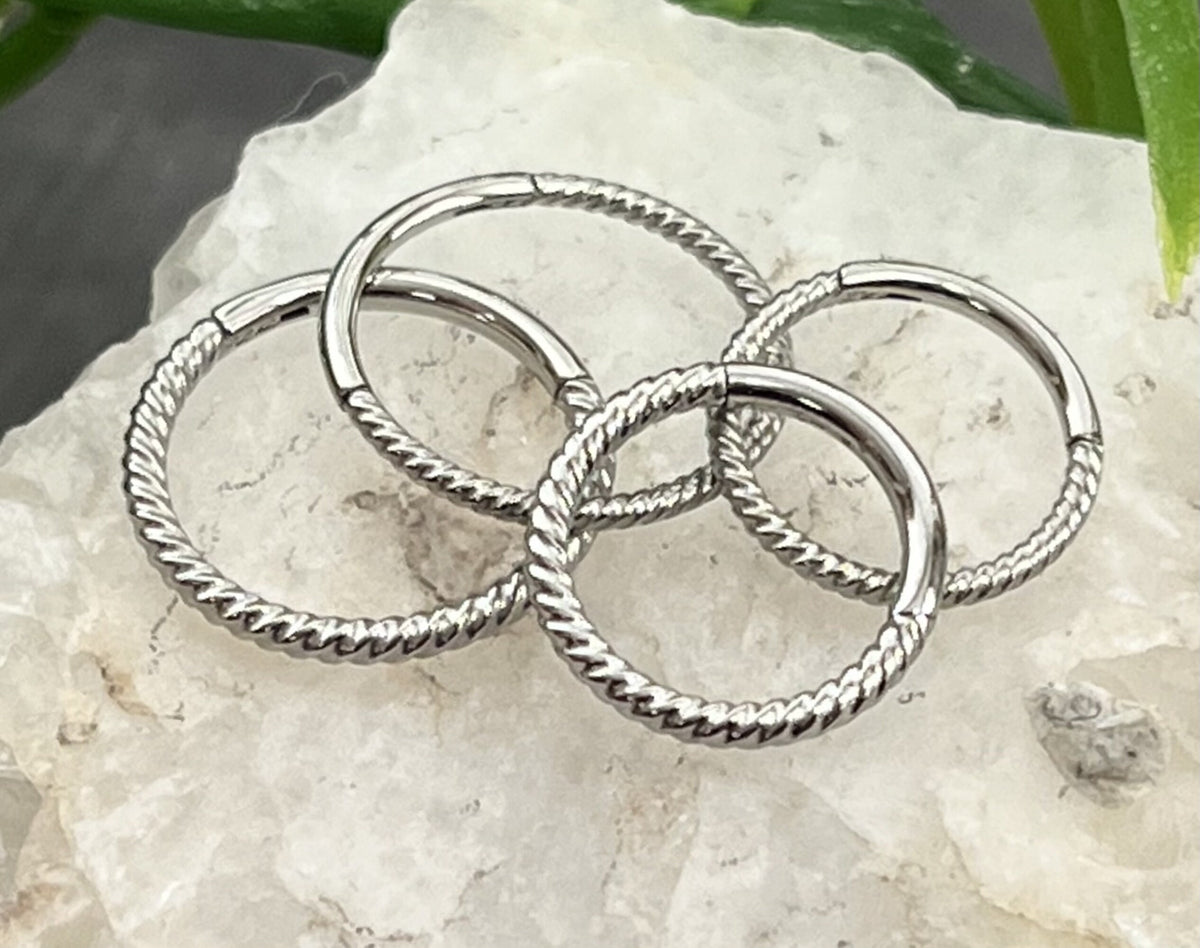 1 Piece Stainless Steel Braided Hinged Segment Septum Ring - 18g & 16g, 8mm or 10mm - Steel, Black, Gold, Rose Gold, and Rainbow available!