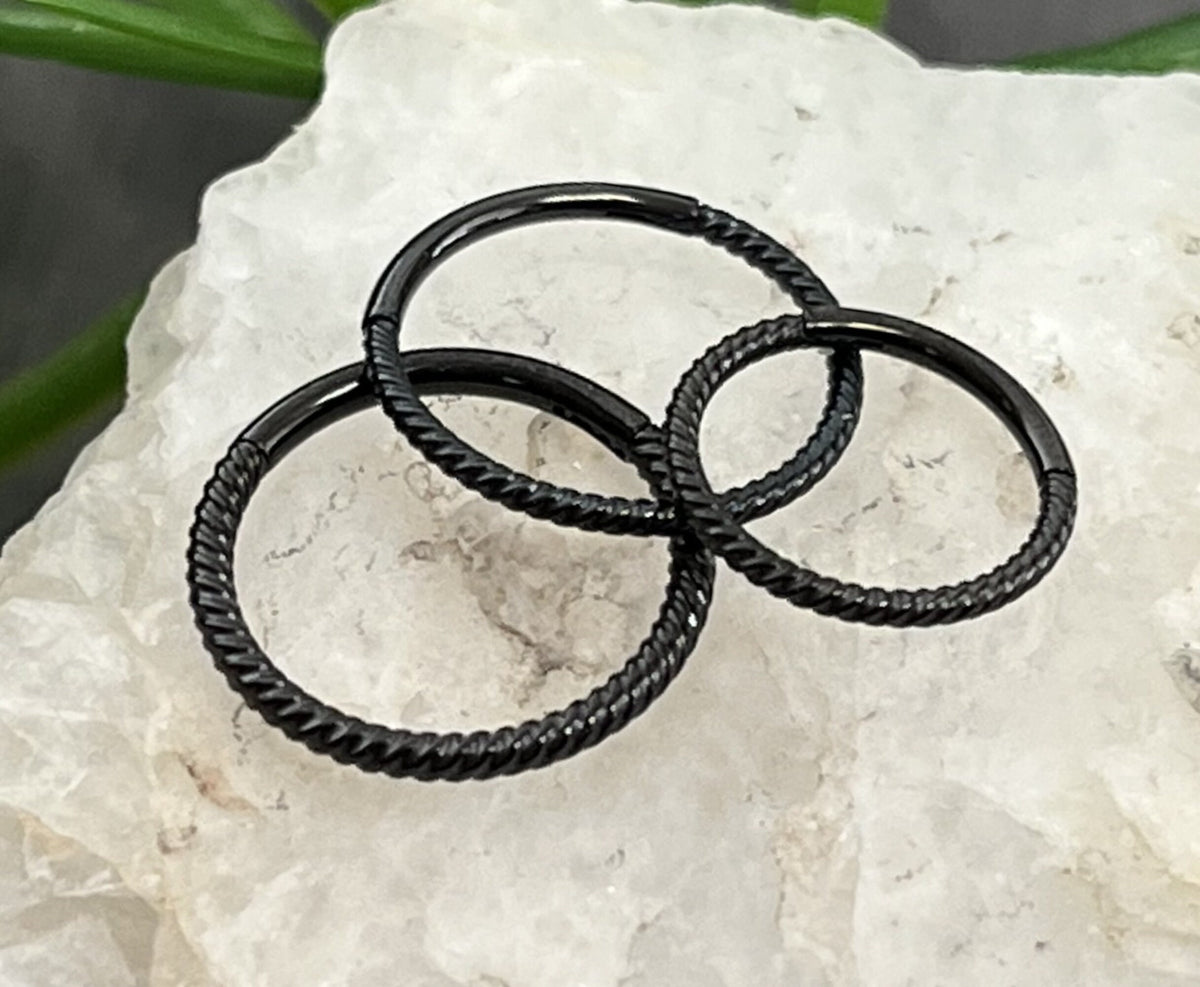 1 Piece Stainless Steel Braided Hinged Segment Septum Ring - 18g & 16g, 8mm or 10mm - Steel, Black, Gold, Rose Gold, and Rainbow available!