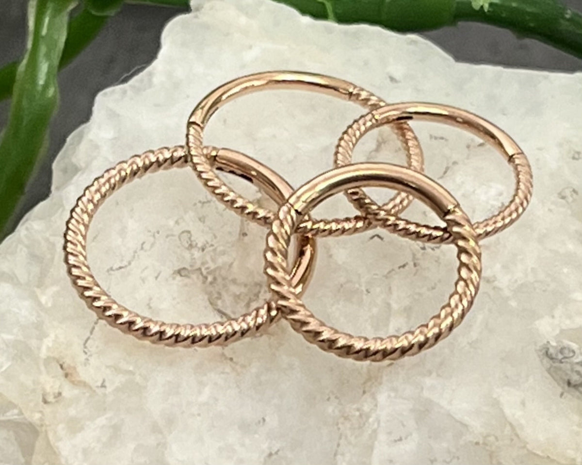 1 Piece Stainless Steel Braided Hinged Segment Septum Ring - 18g & 16g, 8mm or 10mm - Steel, Black, Gold, Rose Gold, and Rainbow available!