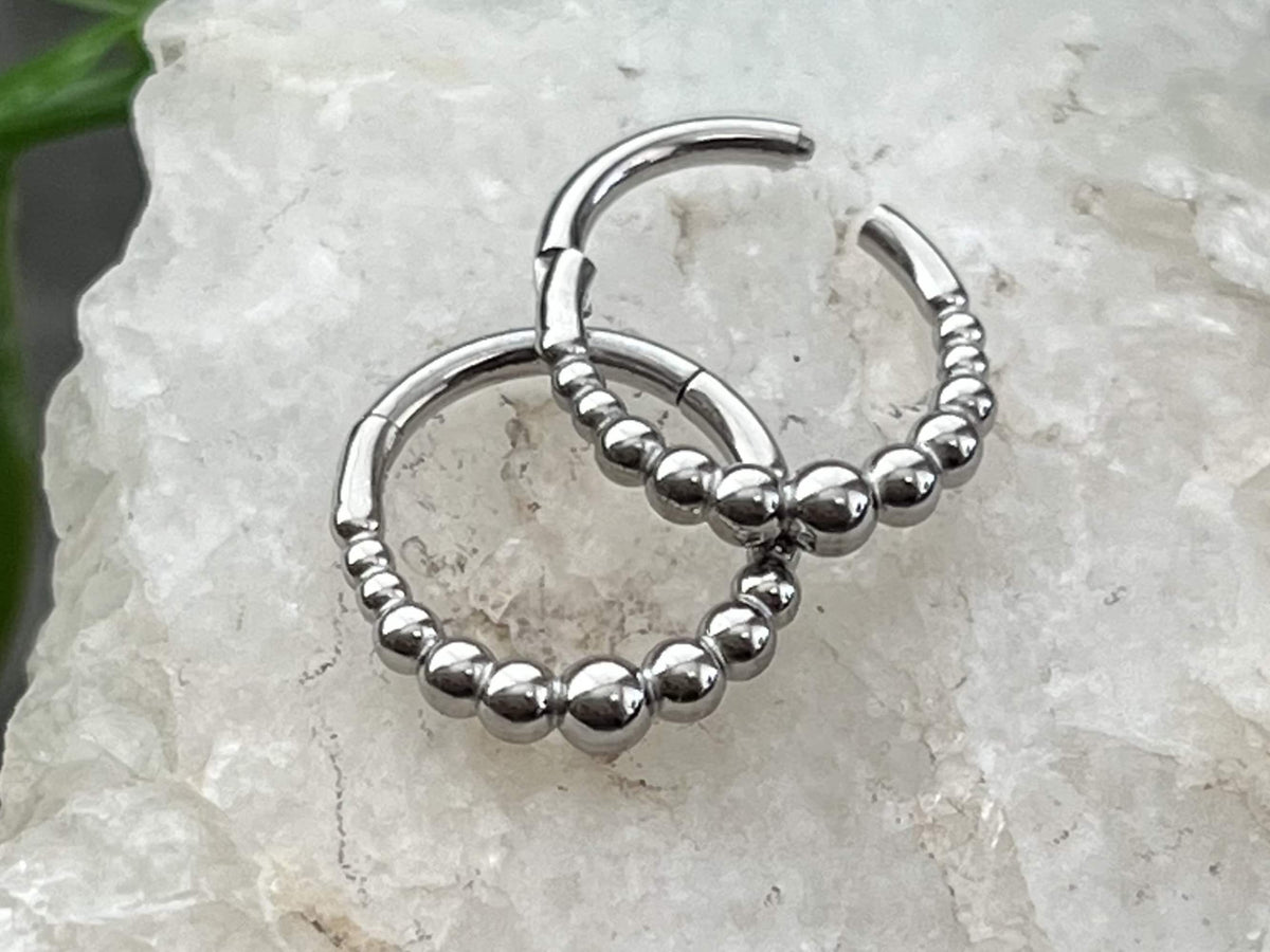 1 Piece Unique Tribal Ball 316L Surgical Steel Silver Septum Clicker Ring - 16g - Internal Diameter 8mm or 10mm Available!