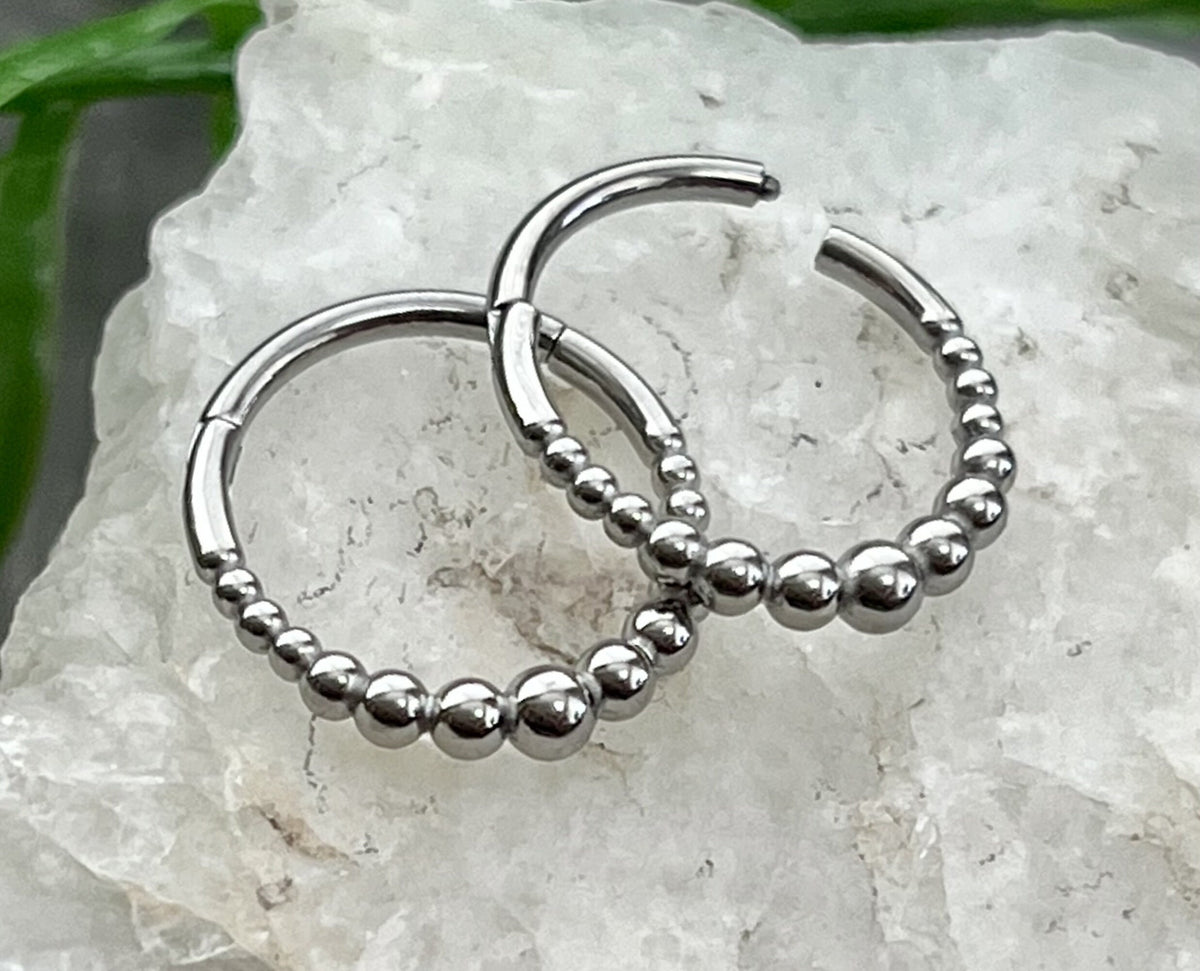1 Piece Unique Tribal Ball 316L Surgical Steel Silver Septum Clicker Ring - 16g - Internal Diameter 8mm or 10mm Available!