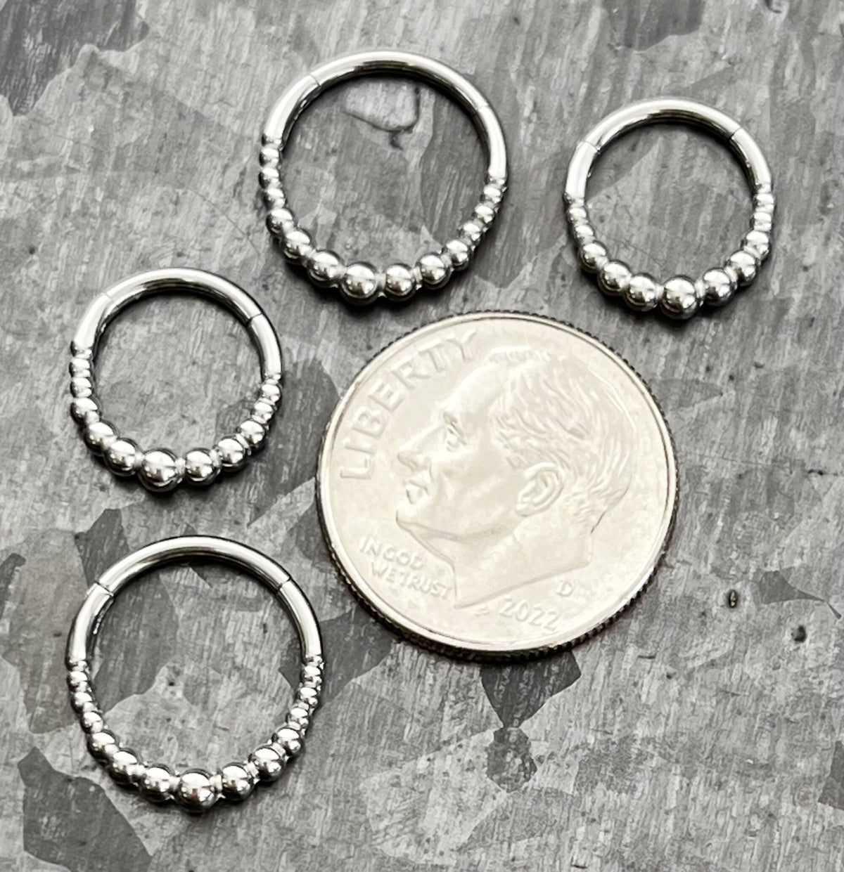 1 Piece Unique Tribal Ball 316L Surgical Steel Silver Septum Clicker Ring - 16g - Internal Diameter 8mm or 10mm Available!