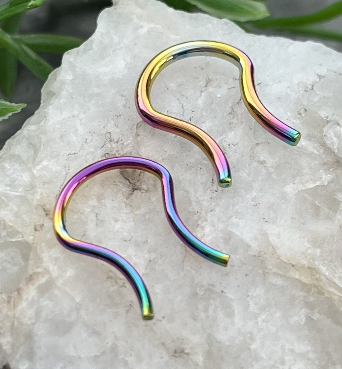 1 Piece Unique Titanium Plated Surgical Steel Nose Septum Hanger - Gauges: 16g, 14g and 12g - 7 Different Colors Available!