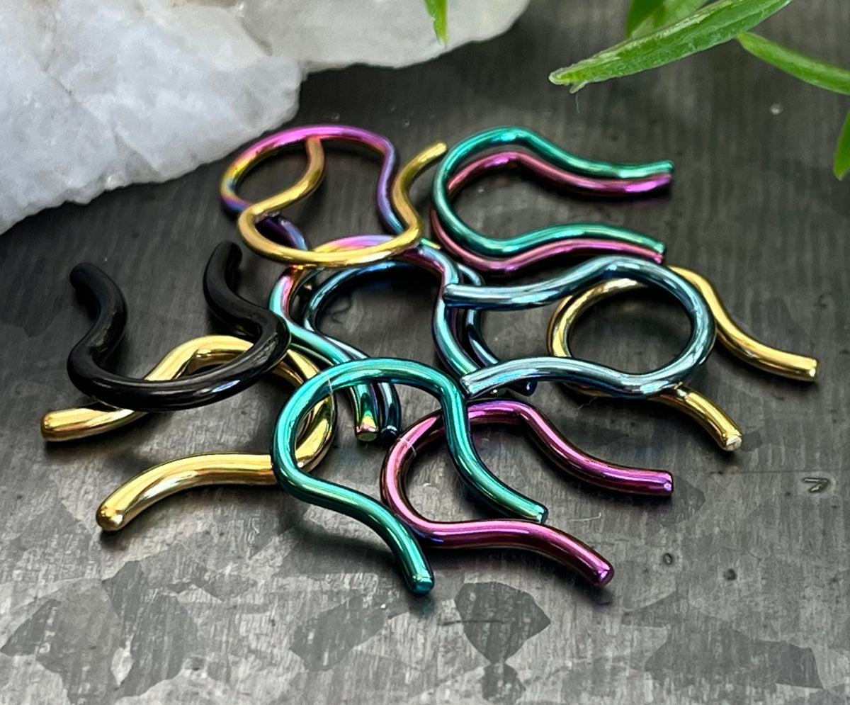 1 Piece Unique Titanium Plated Surgical Steel Nose Septum Hanger - Gauges: 16g, 14g and 12g - 7 Different Colors Available!