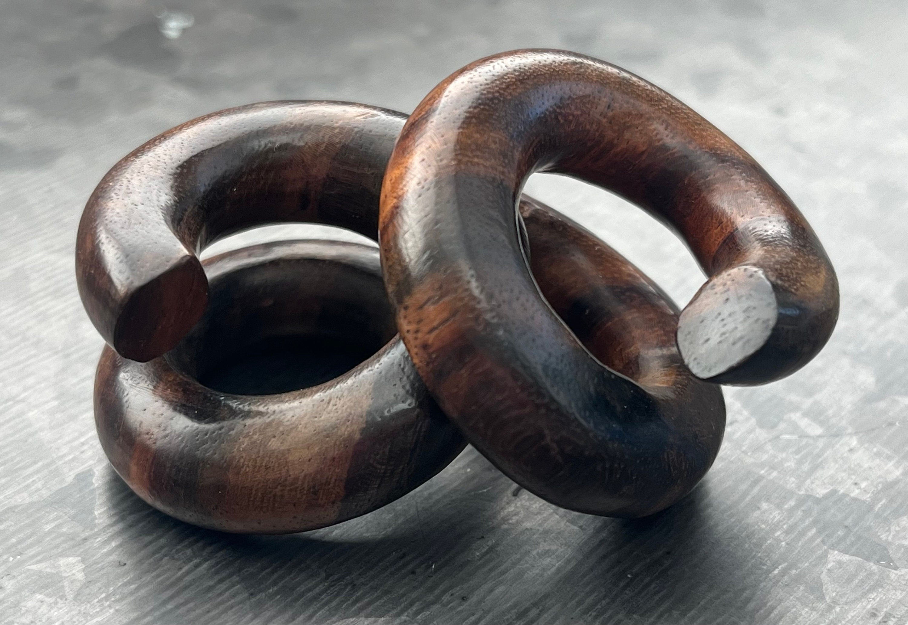 PAIR of Stunning Brown Sono Wood Offset Spiral Organic Plugs - Gauges ...