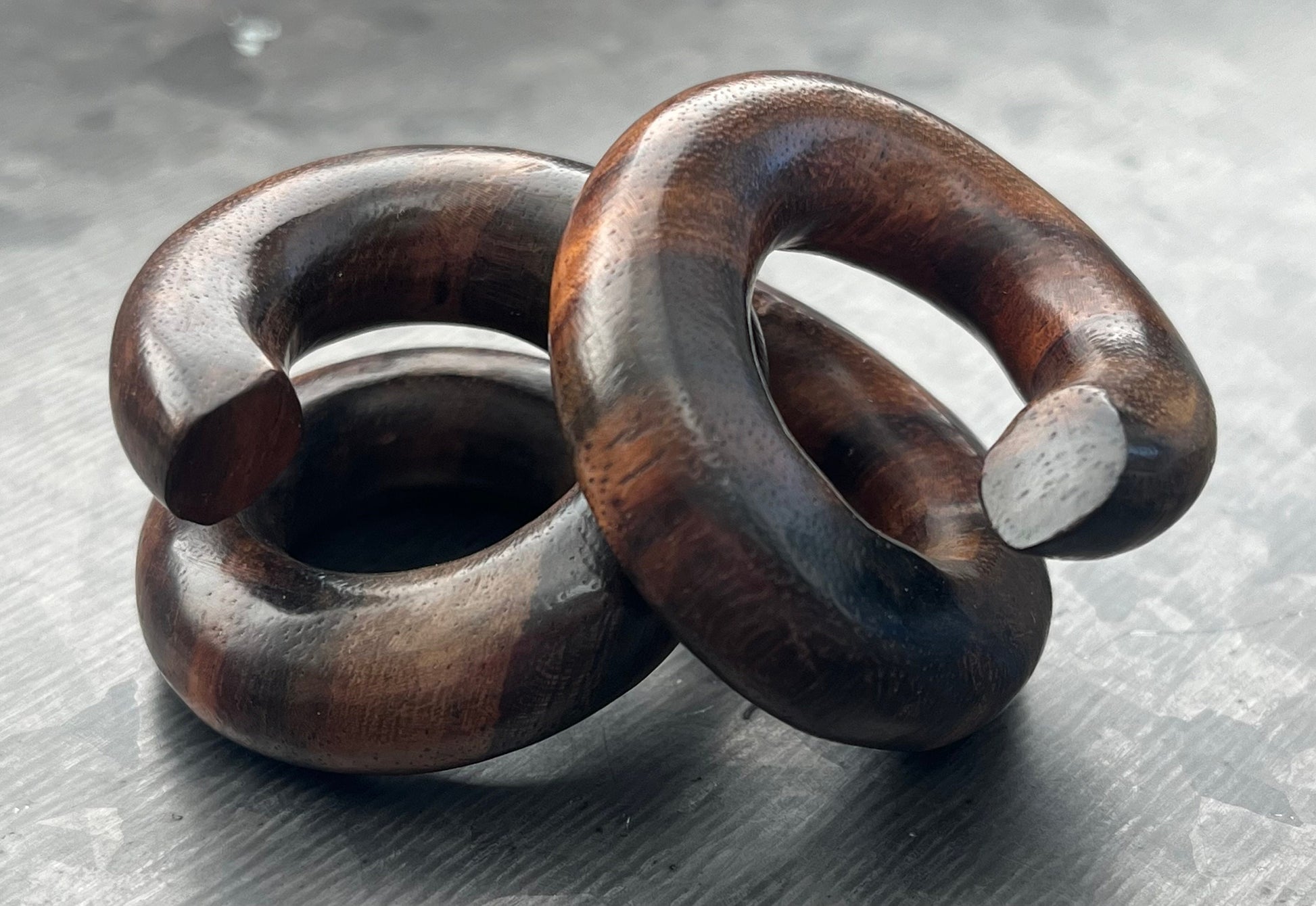 PAIR of Stunning Brown Sono Wood Offset Spiral Organic Plugs - Gauges 6g (4mm) up to 00" (10mm) available!