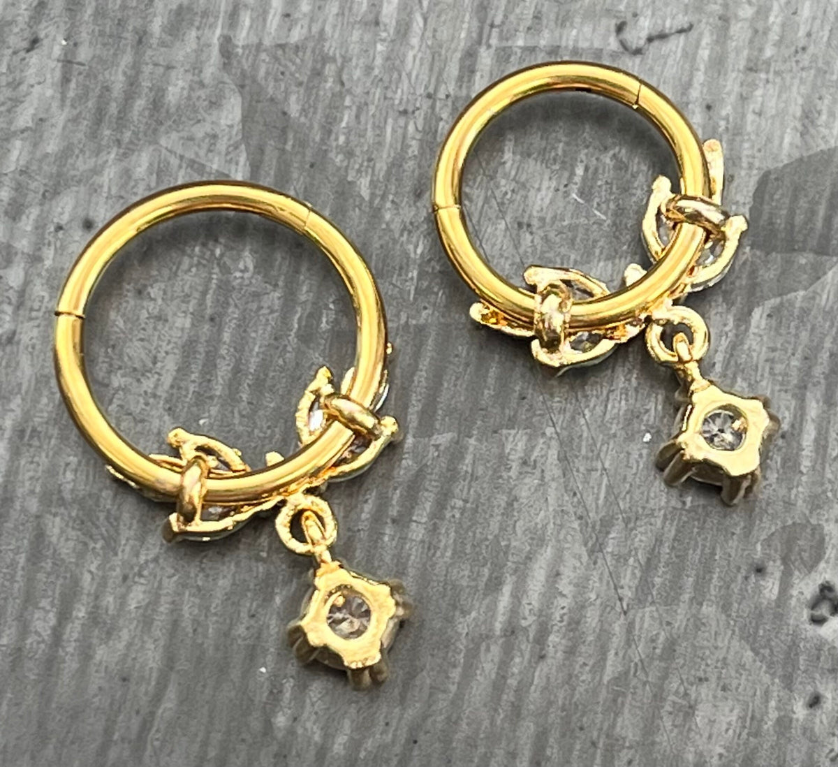 1 Piece of Unique Vine Dangle Gems Fan Hinged Segment Septum Ring - 10mm & 8mm - Gold, Rose Gold and Silver Available!